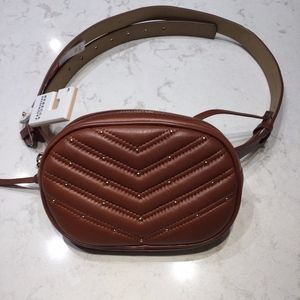 NEW REBECCA MINKOFF BROWN LEATHER BELT BAG, XL